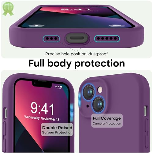 Image of LOVE 3000 Designed for iPhone 13 Case, Premium Silicone with [Camera Protection] [Soft Anti-Scratch Microfiber Lining] Shockproof Protective Phone Case for iPhone 13 Women Men Girls 6.1 inch, Grape