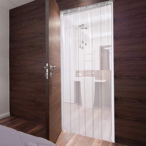 Image of 4.5x7 Feet AC Door Curtain Transparent Thermal Insulated PVC Air Blocking Curtain Dust & Mosquito Protection Includes Heavy Duty Shower Rings Ideal for Home, Office and Shop Partitions