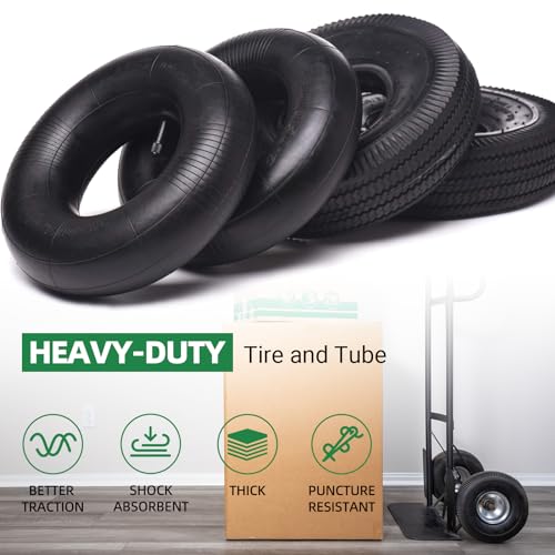 Image of (2 Pack) AR-PRO 10 inch Heavy-Duty Replacement All-Purpose Utility Tire and Tube - 4.10 /3.50-4 inch Pneumatic Tires with 10 inch Inner Tubes TR-13 Straight Valve Stem for Lawn Mowers, Hand Trucks, and More