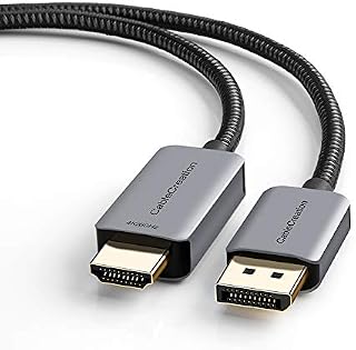 CableCreation 2.4M Active DP to HDMI Cable,HDR 4K@60Hz 2K@144Hz 1080P@144Hz, Unidirectional DisplayPort to HDMI Monitor Cable,DP 1.4 to HDMI 4K Braided,Support Eyefinity Multi-Display, Alumium,8FT