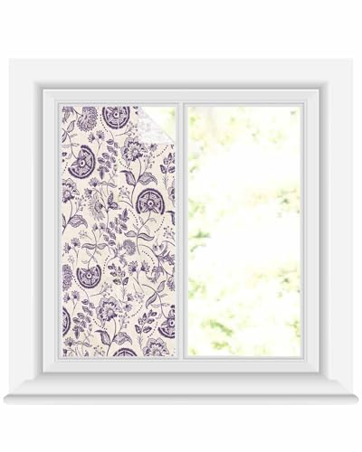 Película decorativa para ventana Boho floral morada 19.6x39.3 in miniatura 2