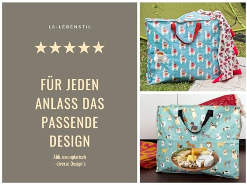 LS-LebenStil XXL Jumbo Bag Farmyard Bauernhof Tiere Recycelt Tragetasche Einkaufstasche mit Reißverschluss Shopper Riesentasche Tasche Aufbewahrungstasche Unterbett-Kommode Organizer Aufbewahrungsbox