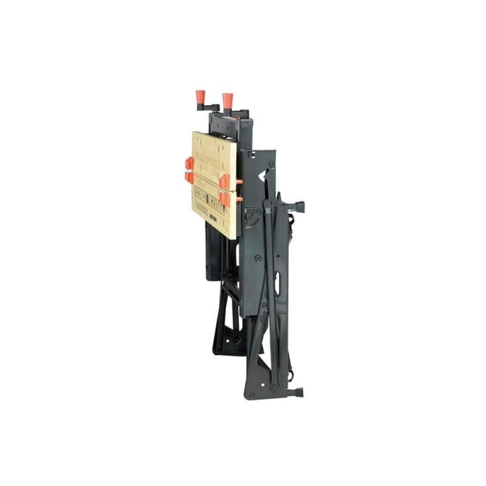 Black+Decker flexible Werkbank (mit großer Arbeitsfläche, Höhenverstellbar und einfach handzuhaben, Bis 160 kg belastbar, Maße (Arbeitsfläche): 250 x 610 mm) WM550
