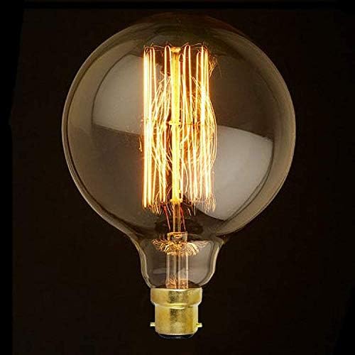 Vintage Edison Light Bulb B22 Bayonet 40W Dimmable G125 Globe Style Spiral Retro Decorative Filament Light Bulb