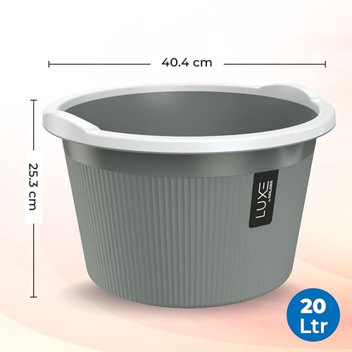 Image of KOLORR Luxe Bathroom Set (Bucket 20L x 1) + (Mug 1.5L x 1) + (Luxe Patla x 1) + (20L Tub x 1)|Sturdy and Durable |Lightweight| Easy to Clean and Attractive Design|Pack of 4| PNT Grey 431C