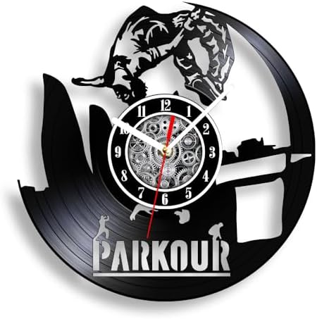 The Geeky Days Jump Parkour Vinyl Record Wall Clock for Teenage Room Free Running Street Acrobat Handicraft Artwork Music Album Wall Clock Retro Silent Home Decor Timepieces Adventure Enthusiasts Gift The Geeky Days Jump Parkour Vinyl Record Wall Clock for Teenage Room Free Running Street Acrobat Handicraft Artwork Music Album Wall Clock Retro Silent Home Decor Timepieces Adventure Enthusiasts Gift
