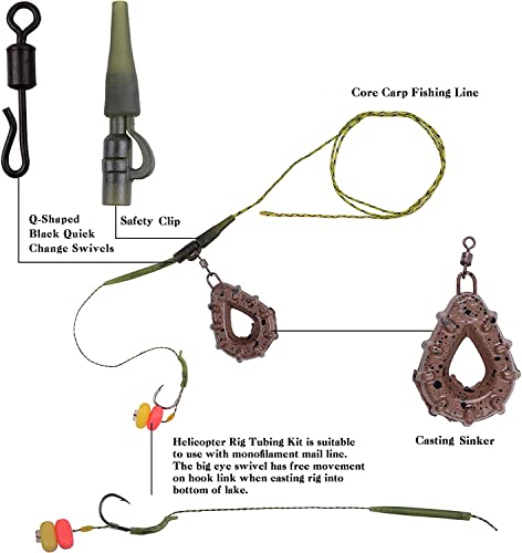 Agool Carp Fishing Rig Kit Hair Carp Fishing Accessories Set Carp Flat Pear Sinker With Rolling Quick Change Swivels For Carp Bass Carp Tackle Rigs Set Carp Hook Carp Sinker Corn #TOP1