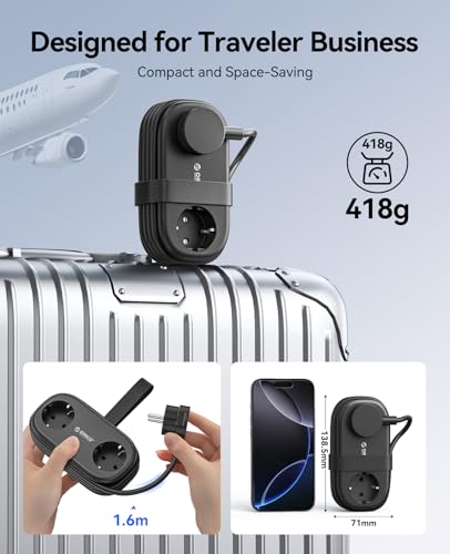 Accessoires Voyage Cabine : ORICO AP3 65W GaN USB‑C Multiprise de Voyage, 2 Prises avec 4 USB(2... – Image 4