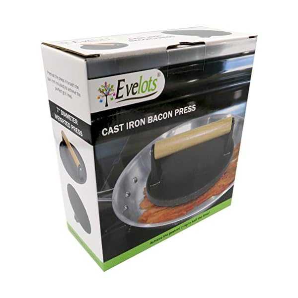 Evelots Cast Iron Bacon Press/Burger Smasher/Grilled CheeseHeavy DutyFrying Pan/BBQ Grill