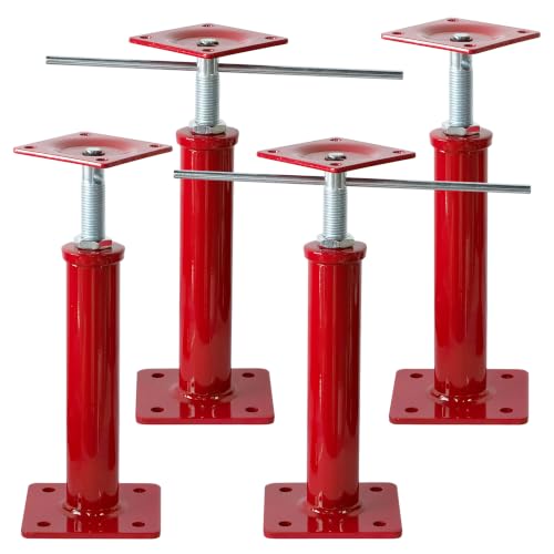 2 unidades de gatos para nivelación de viviendas, gatos ajustables para pisos | Rango de altura 11-16 pulgadas, carga máxima 11023 lb, gatos de tornillo pesados para nivelación de cimentaciones, decks y espacios bajo la casa