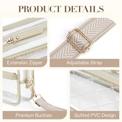 Image of Missnine Clear Bag for Stadium Events Quilted Clear Purse for Women Stadium Approved PVC Crossbody Concert Bag