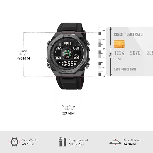 Image of SKMEI Men Watch Compass Pedometer Calories Sport Watch LED Digital Stopwatch Boy Digital Sport Wristwatch