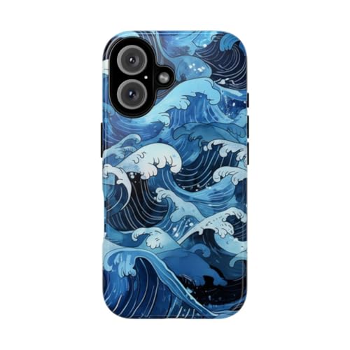 Coque rigide iPhone 16 motif vague japonaise pour sublimer votre style au quotidien