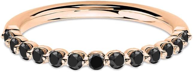 Round Cut Black Diamond Half Eternity Band for Women, 14K Gold Finish Black Diamond Matching Wedding Band, Ladies Contour Wedding Band