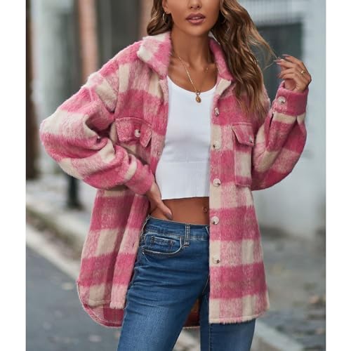Women's Long Sleeve Jacket Thermal Shirt Jacket Plaid Printed High Low Fashion Fall Cute Soft Outerwear4