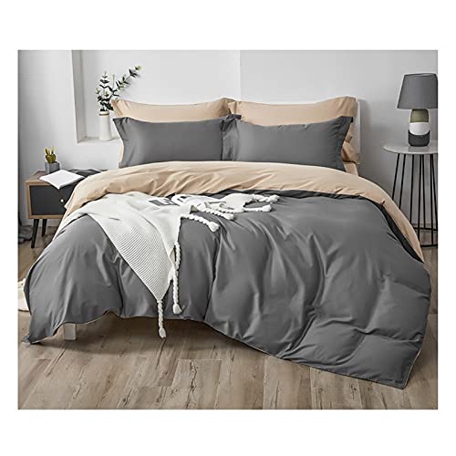Housse de couette 100% coton gris parure de lit premium - 2