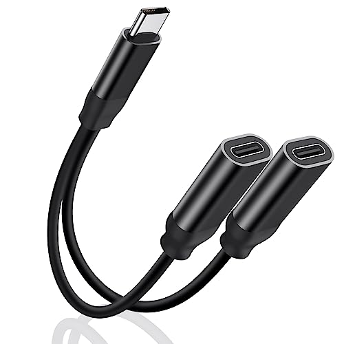 Adaptador de auriculares y carga, Doble USB Tipo c Jack Cargar Audio Cable Auriculares Accesorios Dongle Splitter Compatible con Samsung S23 S22 S21 S20 Ultra Note 20,Pixel 4/3 XL,Huawei P50/P40