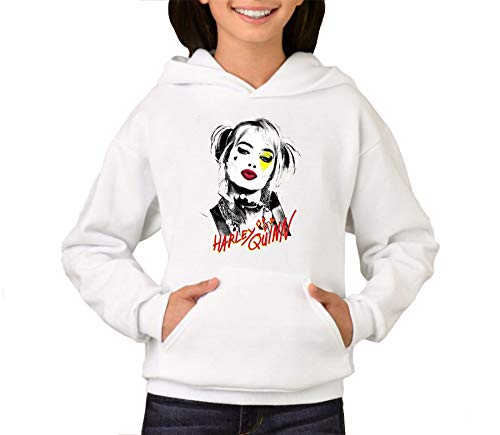 Harley Quinn Birds of Prey Harley Kiss Children's Unisex White Hoodie