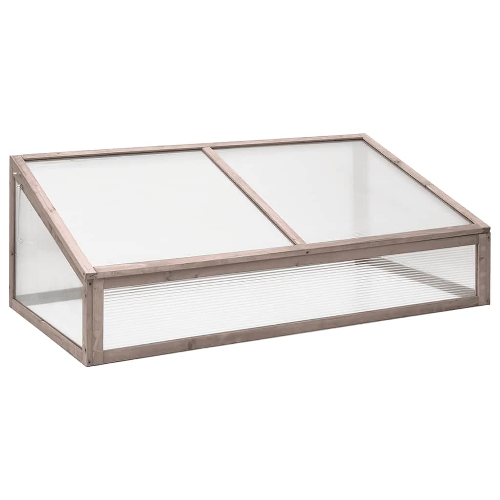 Invernadero gris de madera de abeto 110 x 56 x 39 cm con tapa abatible, invernadero para cobertizo de jardín, casa de plantas, casa de tomates, semillero, cultivo y protección de plantas en