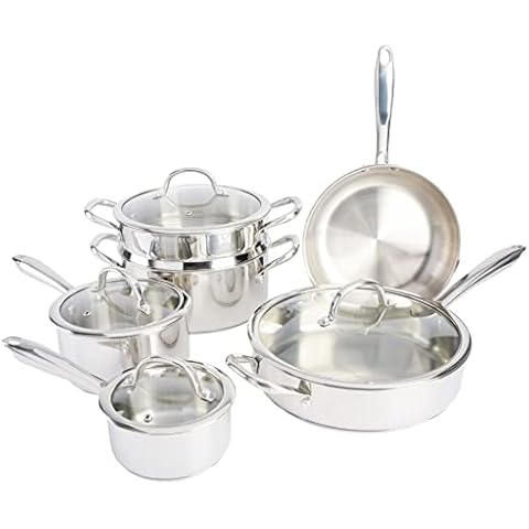 Kenmore Elite Devon Stainless Steel Cookware Set, 10-Piece Cover