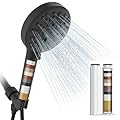 Cobbe High Pressure 7 Spray Mode Showerhead with Filters + Cobbe 2 Pack Replacement Filters (Black)