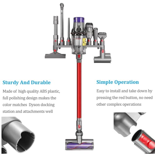 Image of Plastic Accessory Holder Compatible With Dyson V15 V11 V10 V8 V7 Vacuum Cleaner, Mess Free Attachments Organizer Tool, Use On Docking Station Or On Wall Mount (Screws Included) (Grey)