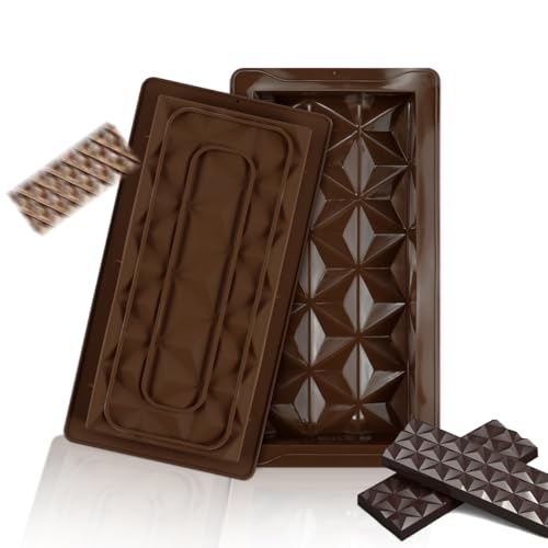 Doksvp Kit de Molde de Chocolate en Forma de Triángulo Diamante - 2 Piezas de Silicona Antiadherente para Hacer Tabletas y Bombones Dubai
