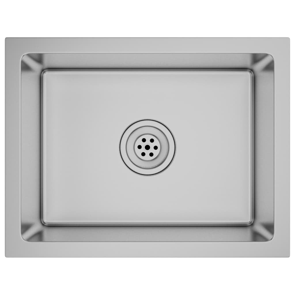 'vidaXL Handmade Kitchen Sink, Stainless Steel, Satin Finish, Anti-Condensation and Corrosion Resistant, Sound Reduction Pads, with X-Flume for Quick Drain, Undermount/Flush/Top Mount Installation