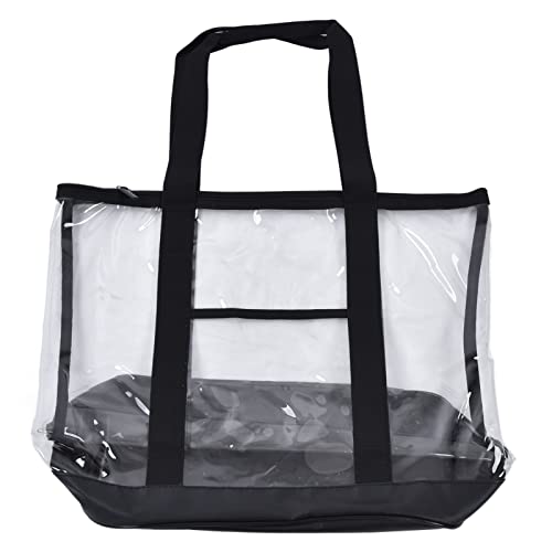Clear Beach Bag for Women, Stylish Transparent Beach Bag, PVC Clear Tote with Closure for Pool, Camping, Gym, and Travel Size: 16.9x7.8x15.3in4