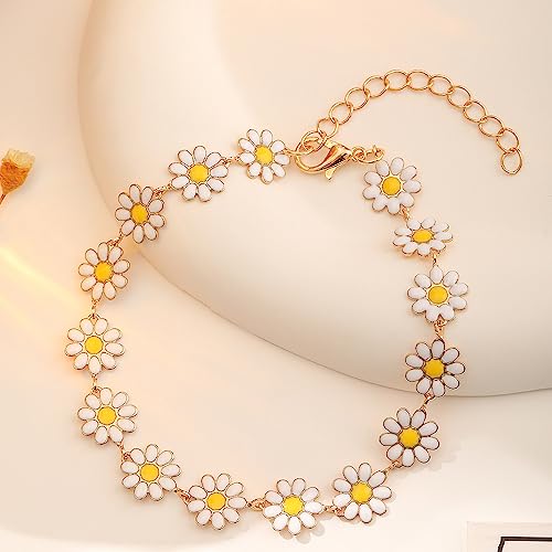 IMINI Bracelet Marguerite Mignon Femme Fille Tournesol Chaîne Réglable Bijoux Fantaisie Cadeaux Anniversaire Noël – vue 4