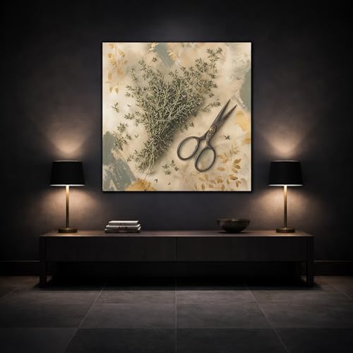 Toile canvas thym vert et or 30x30 cm, tableau de qualité supérieure