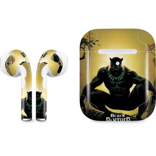 Skinit Decal Audio Skin Compatible with Apple AirPods 2 - Officially Licensed Marvel Black Panther TChalla King of Wakanda Design
