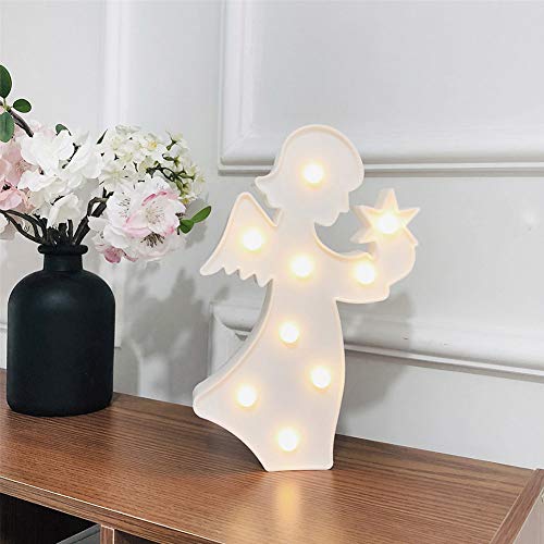 Lámpara de mesa ángel hada LED luz cálida batería miniatura 4