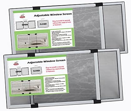 FLYZZZ Expandable Window Screens (10" H x 19" - 36" W) 2Packs Adjustable Window Screen, Replacement Window Screen for Window, Window Mesh Screen, Window Net Screen