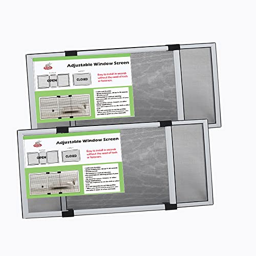 Flyzzz Expandable Window Screens (10" H X 19" - 36" W) 2Packs Adjustable Window Screen, Replacement Window Screen For Window, Window Mesh Screen, Window Net Screen #TOP3
