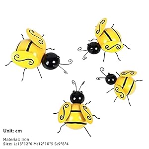 Metal Bumble Bee Yard Art Sculpture Decorations, Garden Accents Yard Fence 3D Iron Art Sculpture Ornaments Lawn Bar Bedroom Living Room Coffee Shop Wall Hanging Art Decoration 4PCS Metal Bumble Bee Yard Art Sculpture Decorations Garden Accents Yard Fence 3D Iron Art Sculpture Ornaments Lawn Bar Bedroom Living Room Coffee Shop Wall Hanging Art Decoration 4PCS