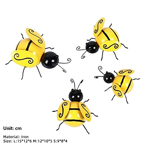 Metal-Bumble-Bee-Yard-Art-Sculpture-Decorations-Garden-Accents-Yard-Fence-3D-Iron-Art-Sculpture-Ornaments-Lawn-Bar-Bedroom-Living-Room-Coffee-Shop-Wall-Hanging-Art-Decoration-4PCS Metal Bumble Bee Yard Art Sculpture Decorations Garden Accents Yard Fence 3D Iron Art Sculpture Ornaments Lawn Bar Bedroom Living Room Coffee Shop Wall Hanging Art Decoration 4PCS