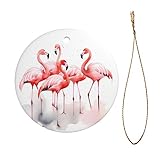 Watercolor Pink Flamingos Ceramic Hanging Ornaments, Women Bag Pendants, Car Interiors Decors, Paint