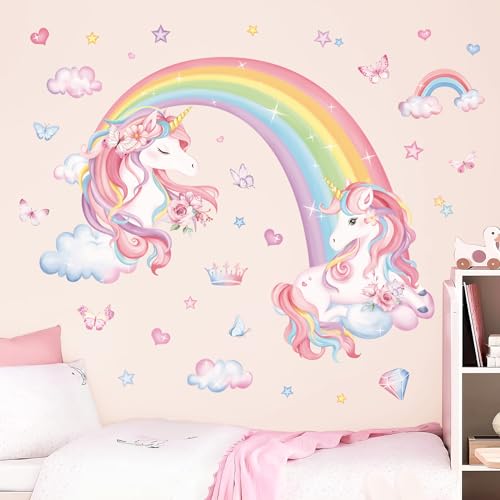 Vinilos decorativos unicornios arcoiris para pared miniatura 2