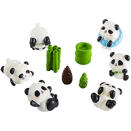 10 Pcs Cute Mini Pandas Figurines Bamboo Miniature Animal Miniature Figurines Diy Cake Topper For Moss Landscape Home Decoration #TOP18