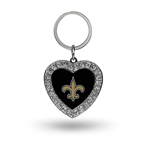 Image of Rico Industries NFL Football Rhinestone Heart Keychain - Great Accessory