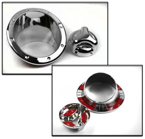 Hummer H3 H-3 H 3 Exterior Abs Molding Chrome Fuel Door Bezel Cap Gas Tank Cover Trim Set 2006 2007 2008 2009 2010 #TOP2