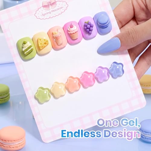 Image of Beetles Pastel Gel Polish Set - Spring Macaron Collection, 6 Colors 15ML Full Size Pastel Bright Colors Gel Polish with Color Swatch, Soak Off UV LED Nails Art Kit for Women
