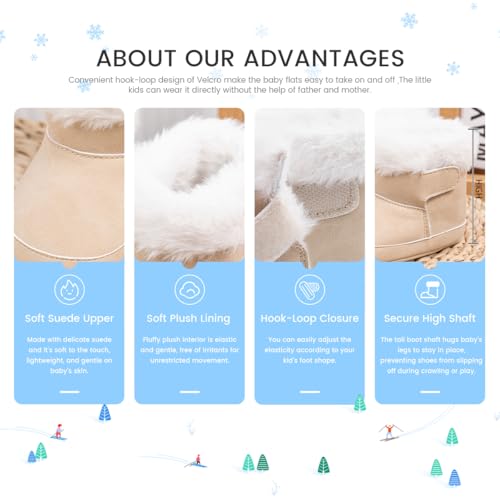 Image of Meckior Baby Girls Cowboy Tassel Boots Side Zipper Moccasins Soft Bottom Non-Slip Toddler Shoe