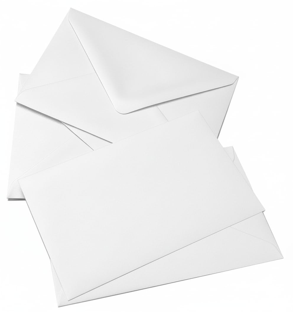 Buste colorate con bigliettini, set 100 buste + 100 biglietti, mini formati 7 x 11,2 cm e 14 x 9 cm, per matrimoni, feste, compleanni, regali e biglietti di auguri (BIANCO, 14 x 9 CM)