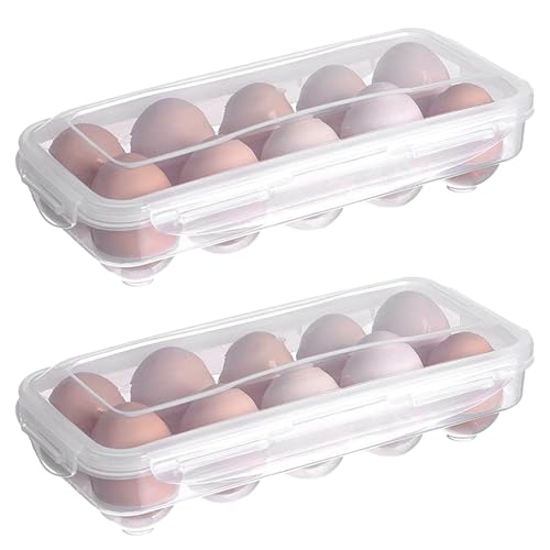 2 Stück Transparente Eierbox Eierbehälter für kühlschrank Stapelbarer Eierkarton 10 Eier Behälter Eierbehälter Aufbewahrung für Küche Kühlschrank und Transportbox
