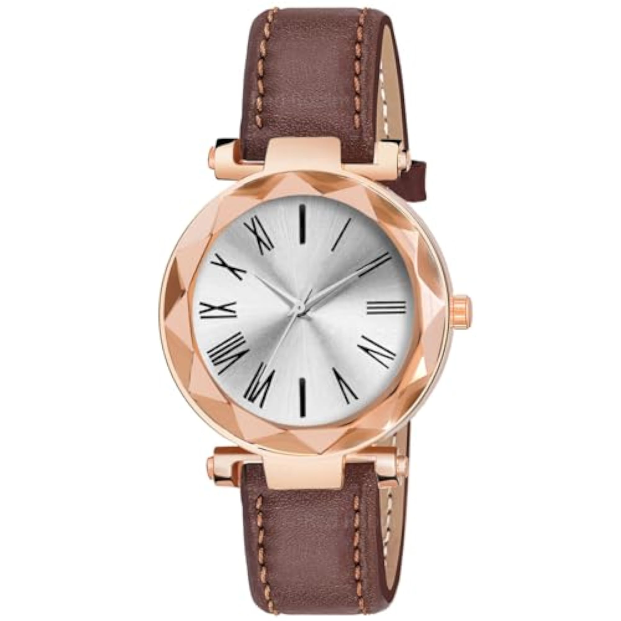 Women's Elegant Analog Watch, Stylish Brown Strap