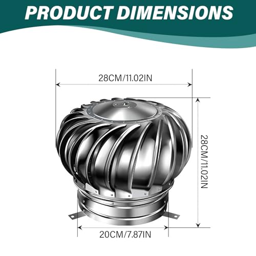 Ventilador de turbina de acero inoxidable extractor de techo eólico resistente 11" 3