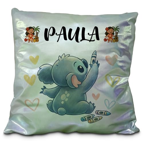 LolaPix Cojin Personalizado Mágico 40x40cm. Cojin Guarderia. Cojines Infantiles Personalizados. Cojín Infantil con Nombre 3 Colores Disponibles. Cojines Fantasía 40x40cm. Koala