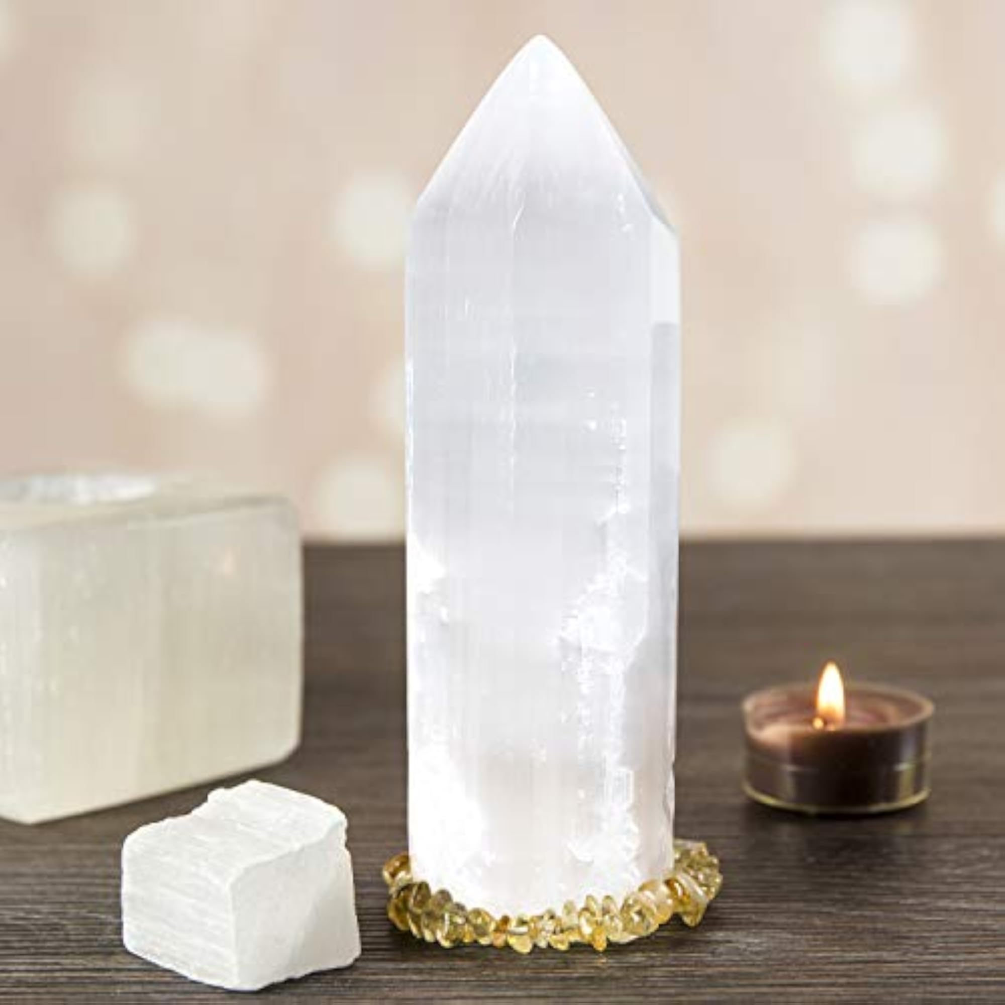 Moroccan Selenite Tower Large Crystal Point Wand